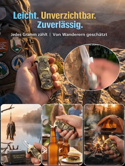【Deutscher Standard Konform】Das einzige empfohlene Werkzeug für Outdoor-Aktivitäten: Winddichtes Feuerzeug + Schneidefunktion + Flaschenöffner – Multitool (Legal mitzuführen | 10 Jahre Garantie)