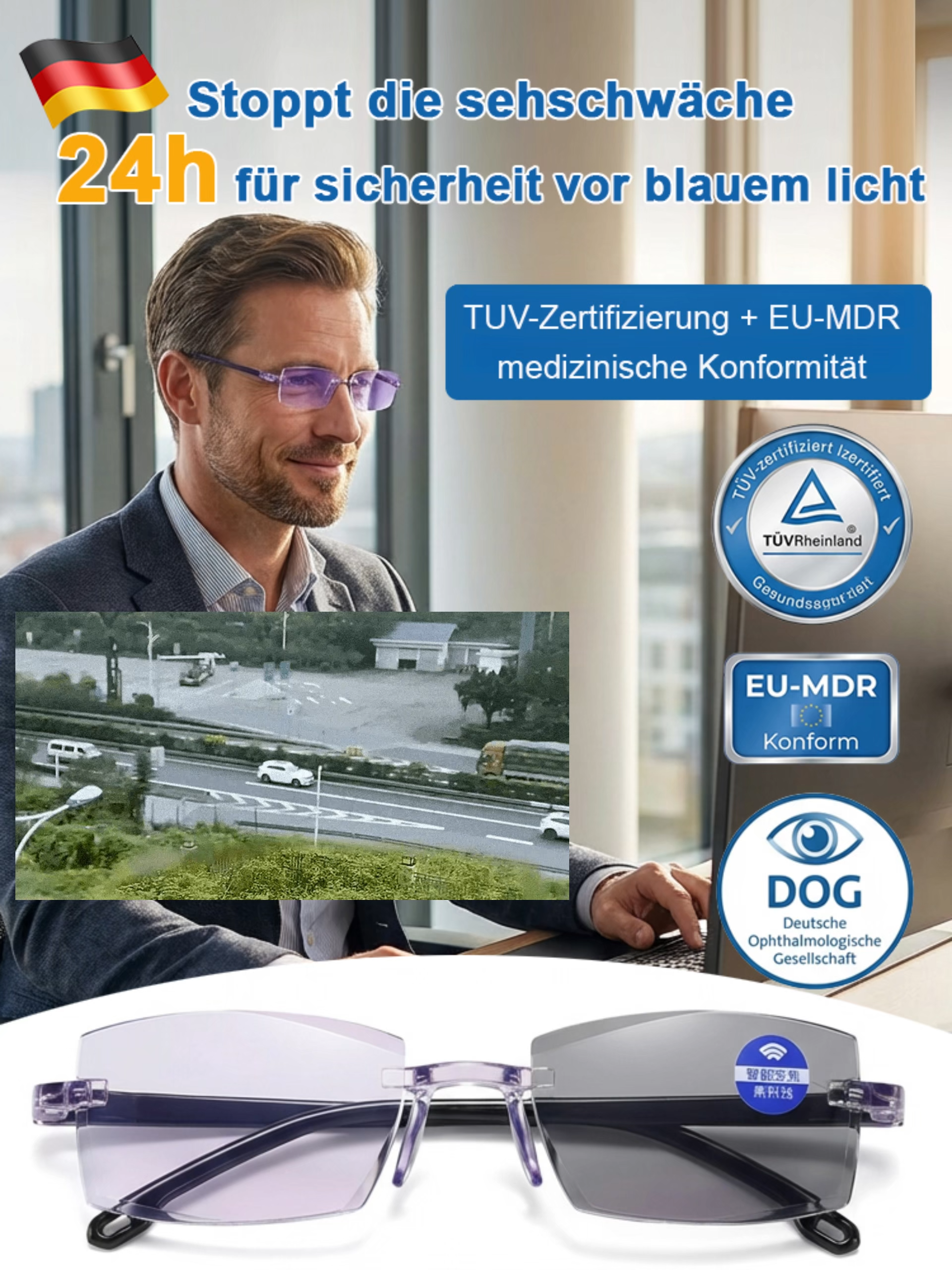 【Deutsche Technologie】 Intelligente Auto-Zoom Brille (-7 bis +7 Dioptrien) – Nie wieder Brille wechseln 👓【Nur noch 2 Std.】 1+1 GRATIS!⏳🎁