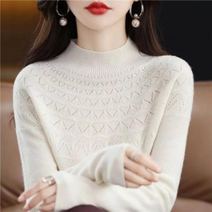 100% Kaschmir【Nahtloser halber Rollkragenpullover aus Kaschmir】50% Rabatt.Vielseitiger Strickpullover, den Sie zu allem tragen möchten!