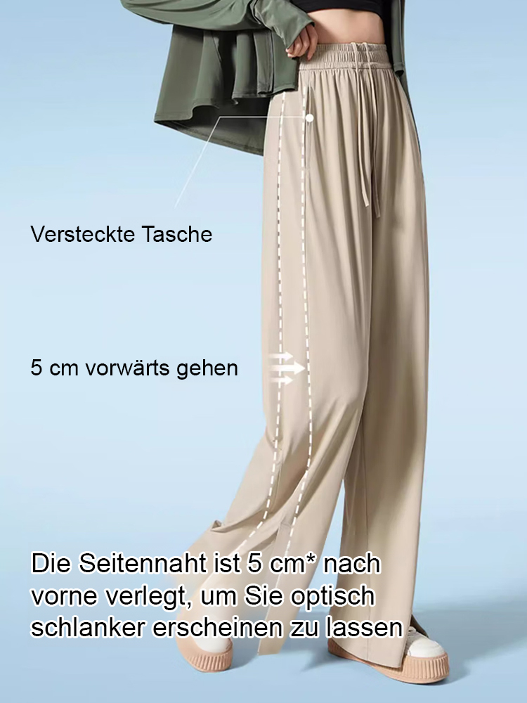 Gerade geschnittene Eisseide-Schnelltrocknende Freizeithose mit Sonnensc
