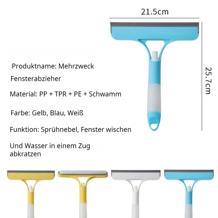 Double-sided window squeegee with built-in spray bottle