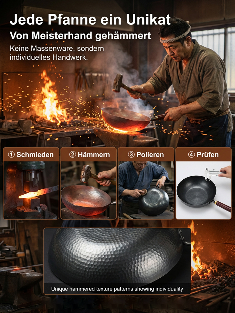 【80% Jubiläums-Rabatt】Tsubame-Sanjo Wok | Handgehämmertes Eisen | 100% Giftfrei ✨Hält 100 Jahre | Nie wieder Rost 💎