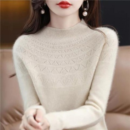 100% Kaschmir【Nahtloser halber Rollkragenpullover aus Kaschmir】50% Rab