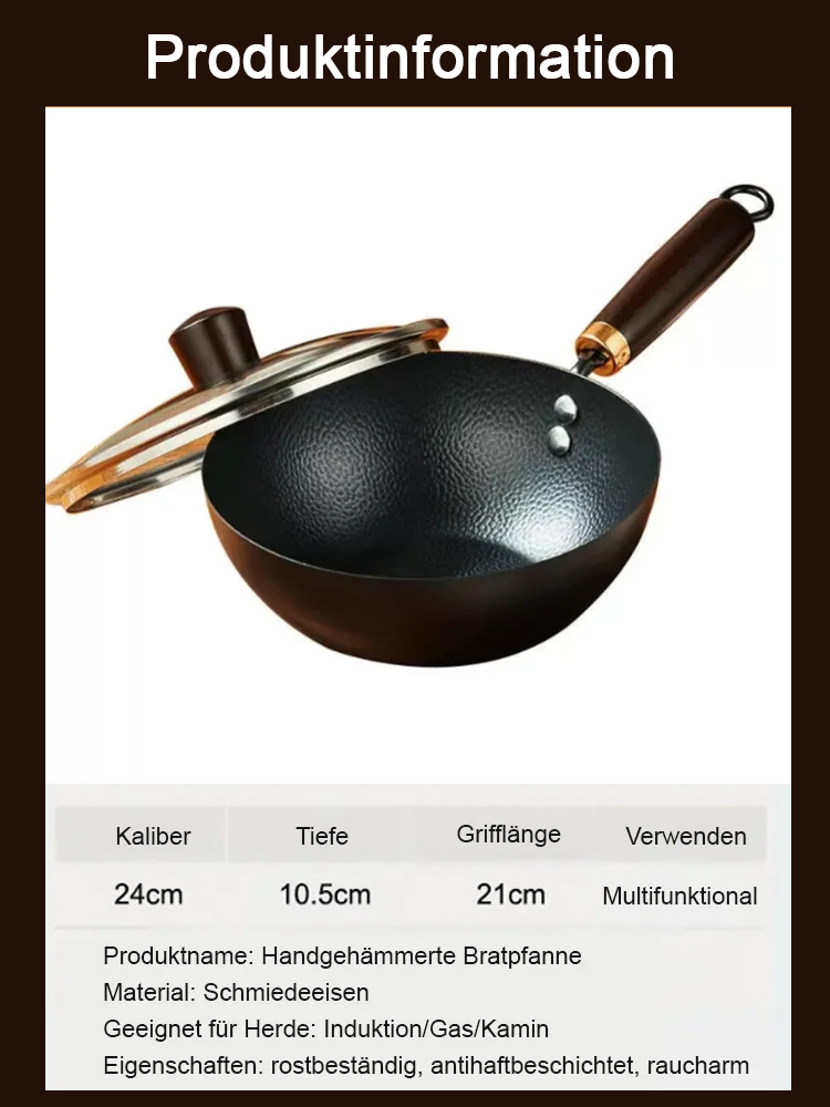 【80% Jubiläums-Rabatt】Tsubame-Sanjo Wok | Handgehämmertes Eisen | 100% Giftfrei ✨Hält 100 Jahre | Nie wieder Rost 💎