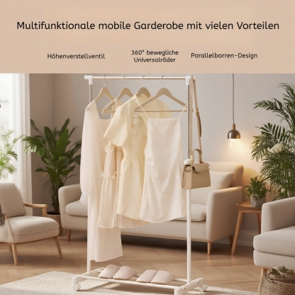 Multifunktionaler beweglicher Einzelstangen-Kleiderständer, höhenverstellbar, für Schlafzimmer
