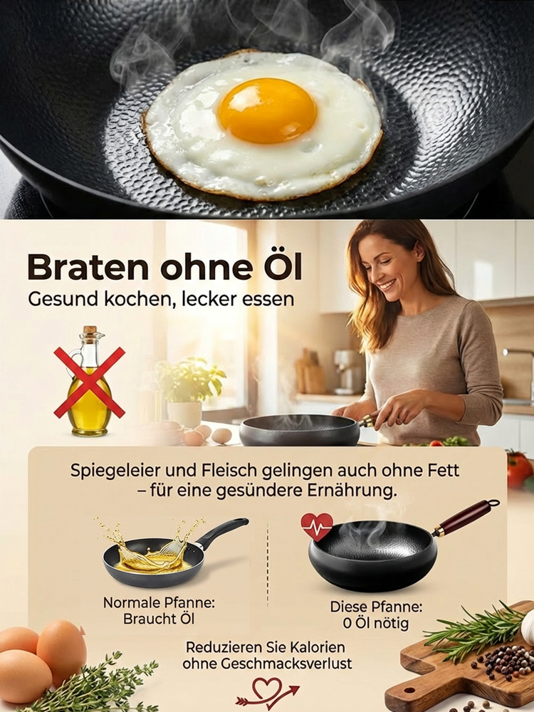 【80% Jubiläums-Rabatt】Tsubame-Sanjo Wok | Handgehämmertes Eisen | 100% Giftfrei ✨Hält 100 Jahre | Nie wieder Rost 💎