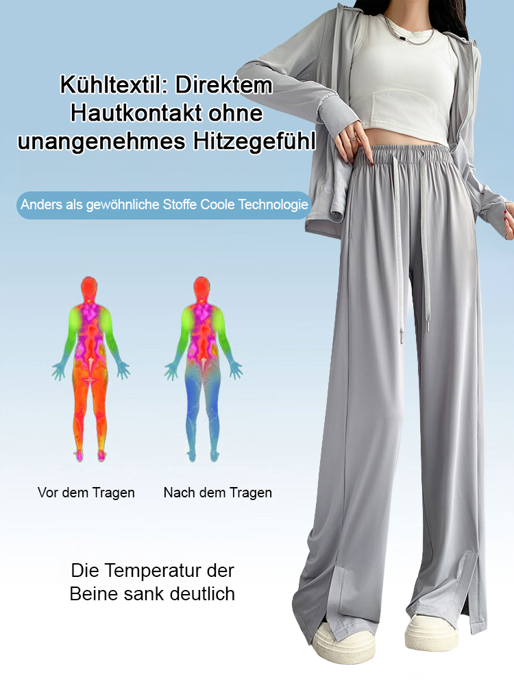 Gerade geschnittene Eisseide-Schnelltrocknende Freizeithose mit Sonnensc