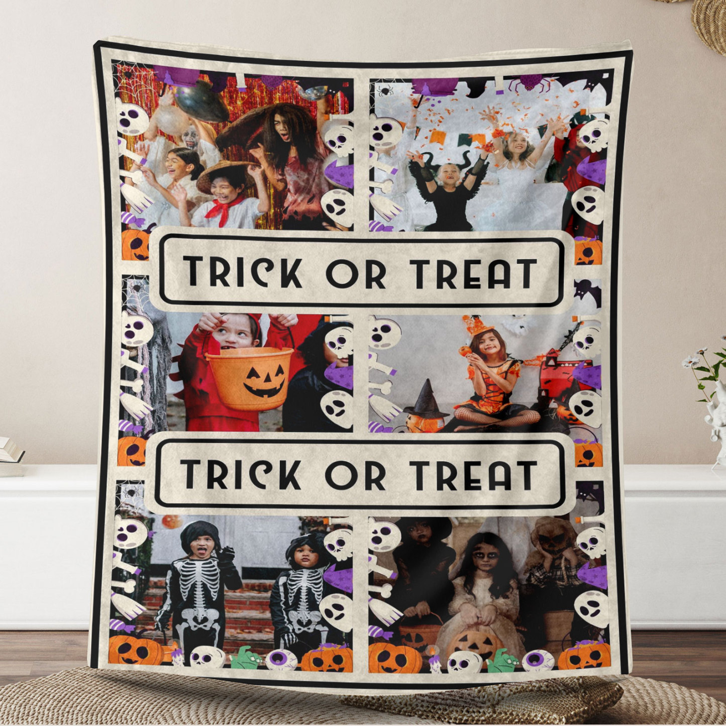Trick or Treat Halloween Custom 6 Photos Fleece Blanket 