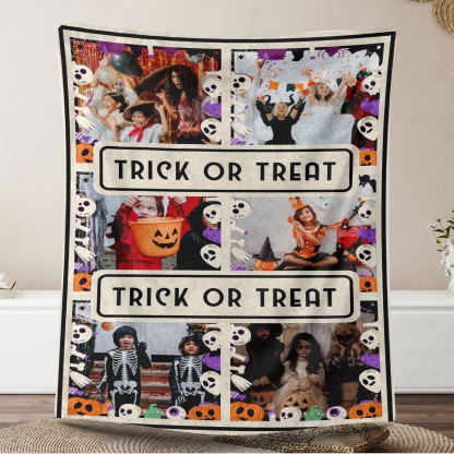 Trick or Treat Halloween Custom 6 Photos Fleece Blanket 