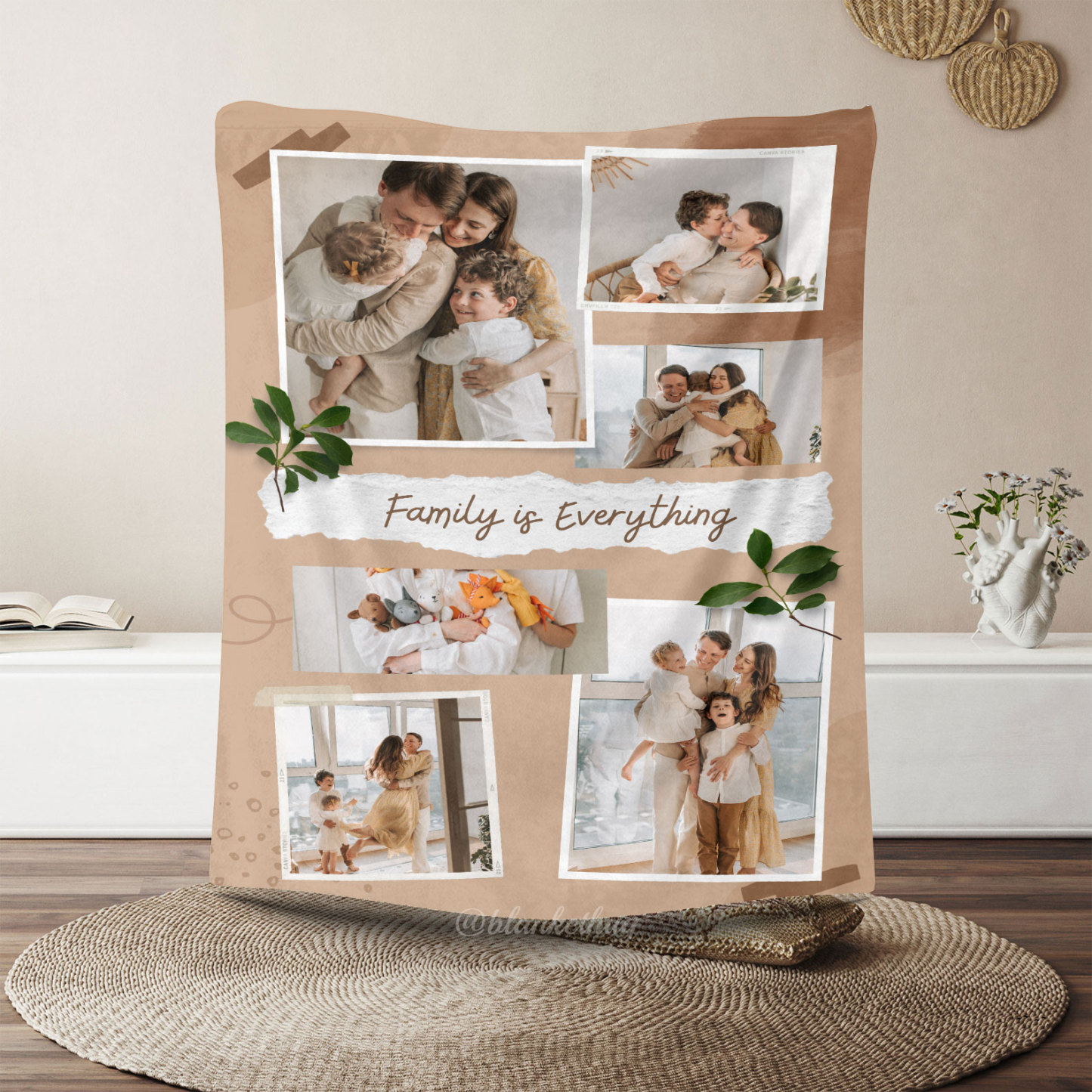 Family is Everything Custom Photos Merry Everything Fleece Blanket