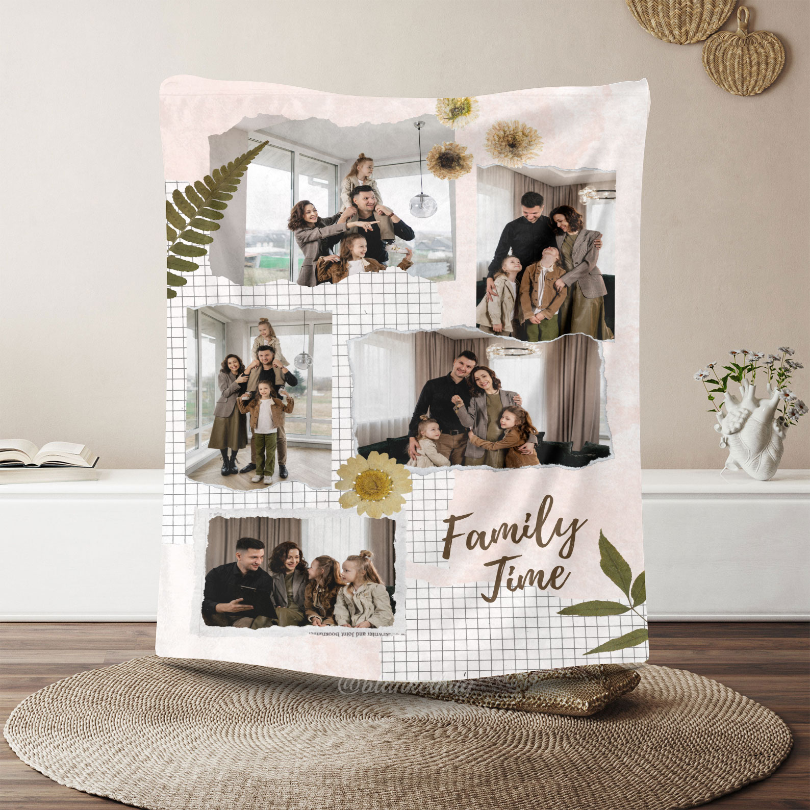 Family Time Custom Photo Merry Everything Fleece Blanket