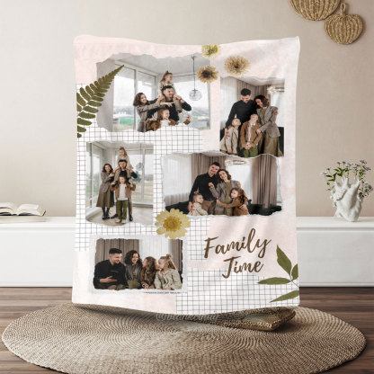 Family Time Custom Photo Merry Everything Fleece Blanket