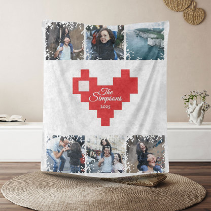 Heart Shaped Text Photo Blanket