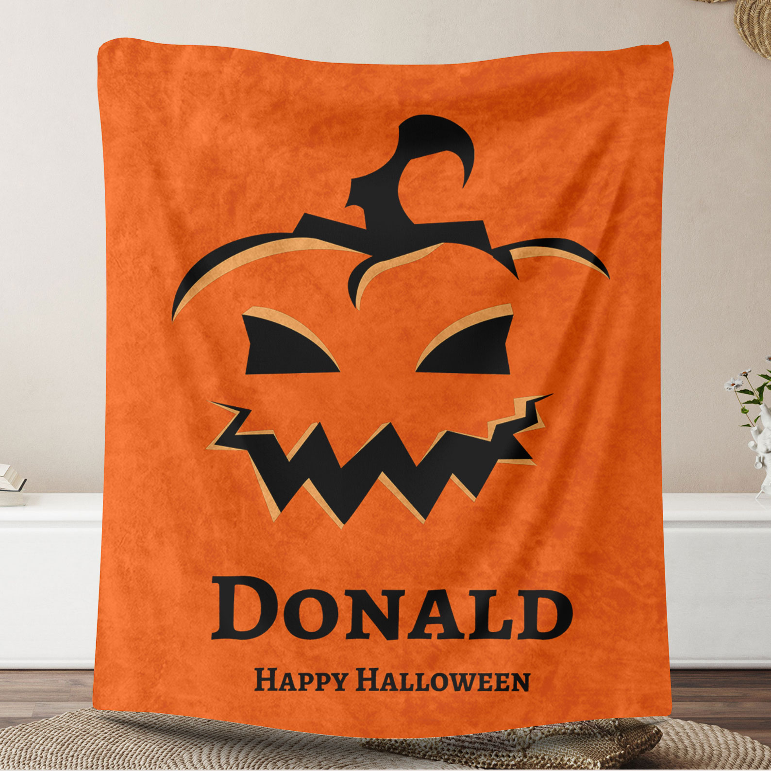 Pumpkin Halloween Blanket with Name