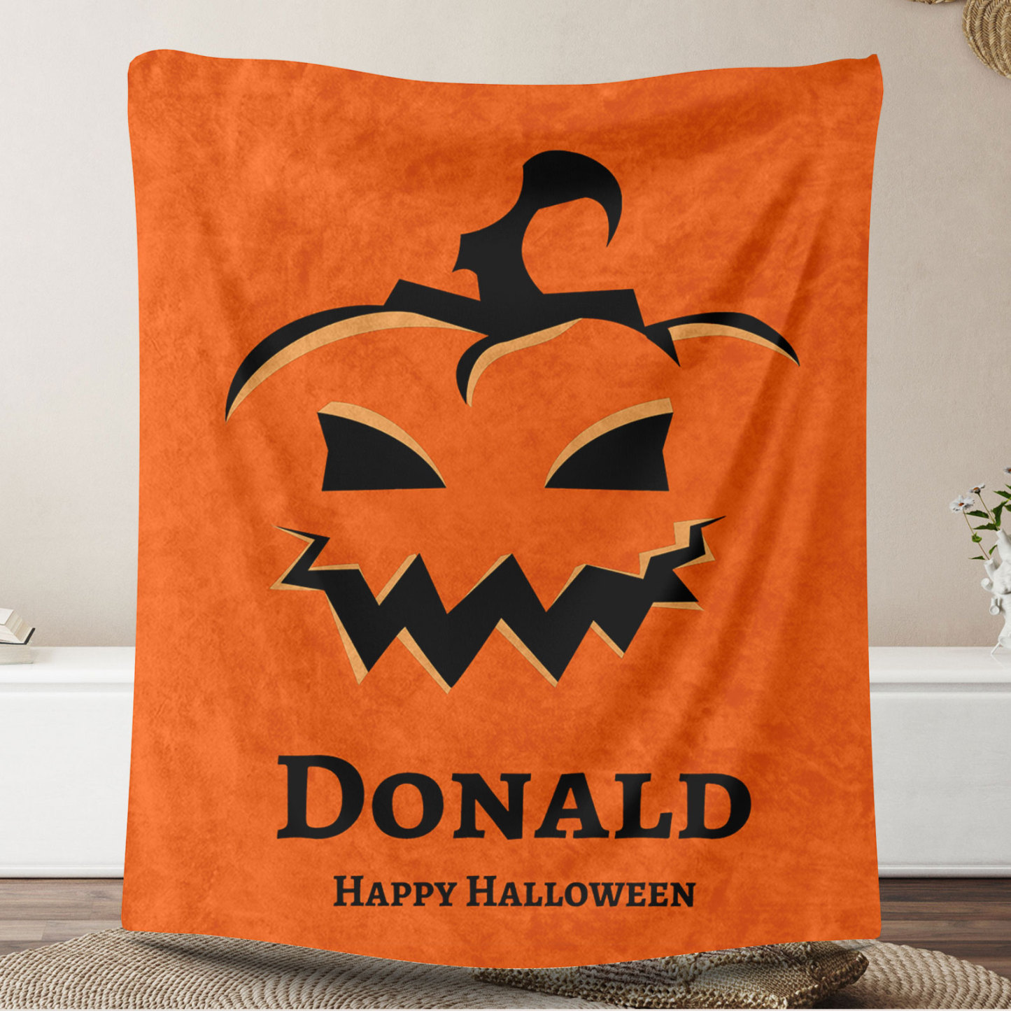Pumpkin Halloween Blanket with Name