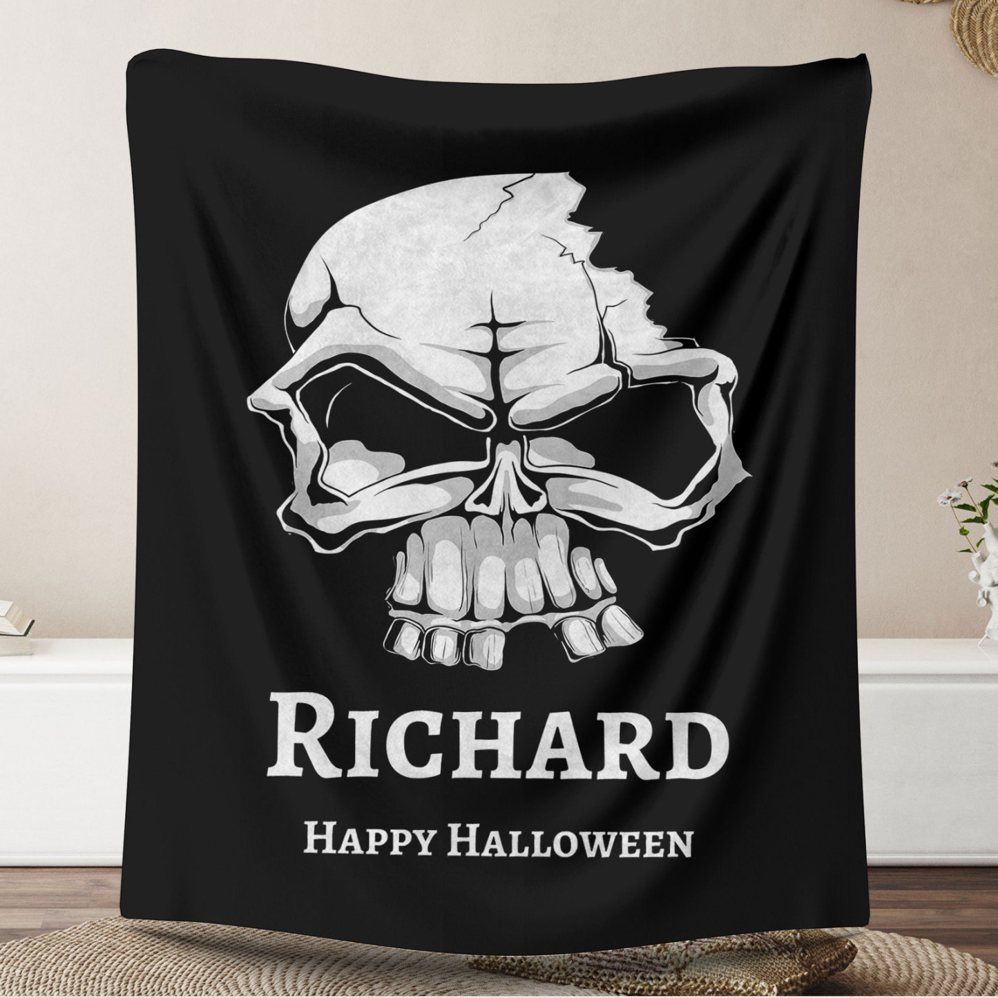 Skull Halloween Blanket with Name