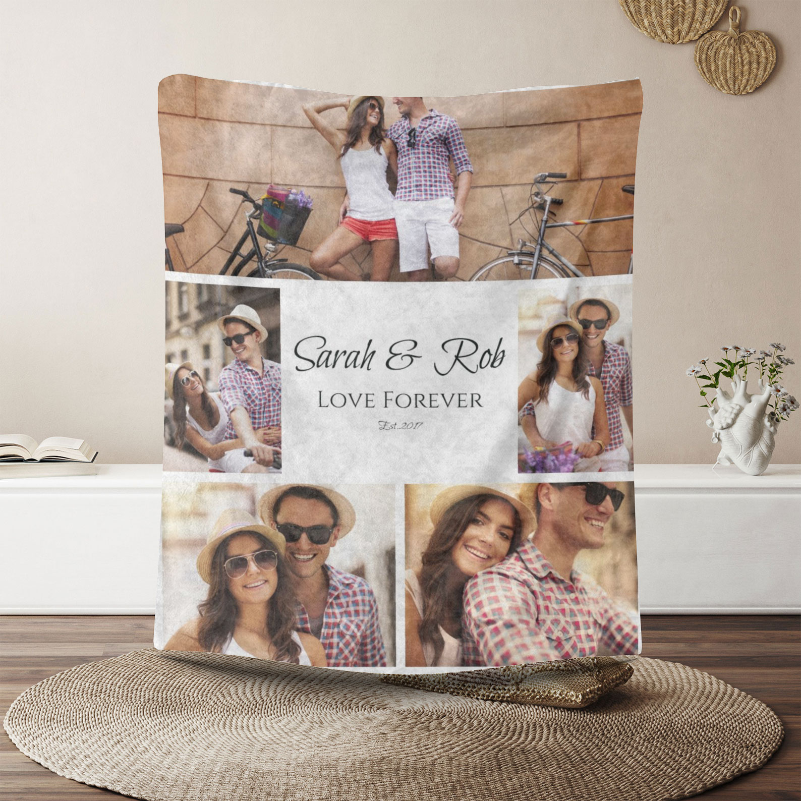 Forever Love White Custom Photo Blanket