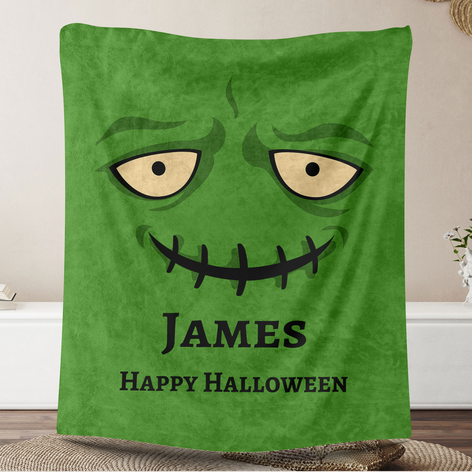 Zombie Face Blanket With Name