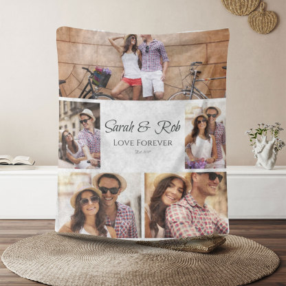 Forever Love White Custom Photo Blanket