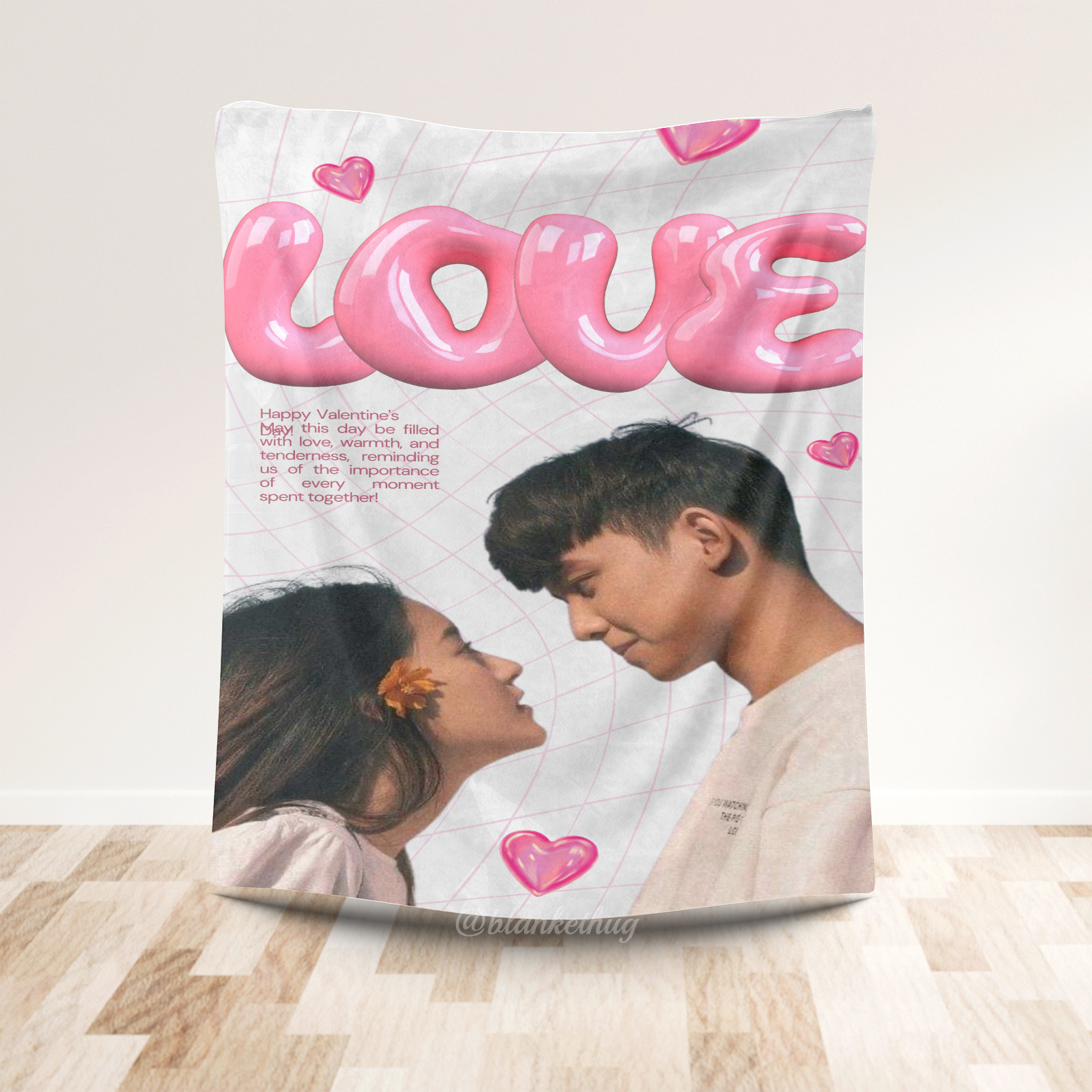 Pink Valentine's Day Story - Custom Photo Fleece Blanket