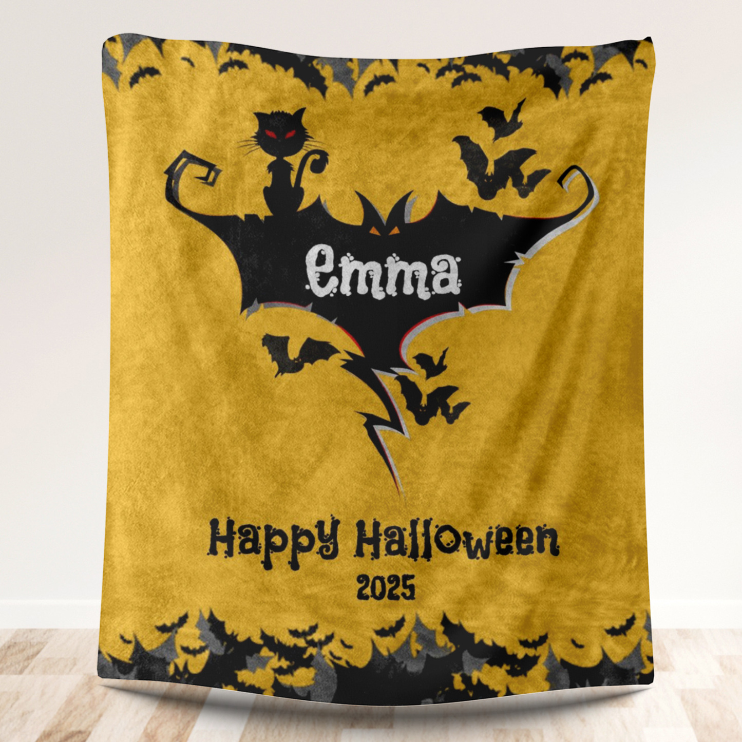 Bat Name Halloween Blanket