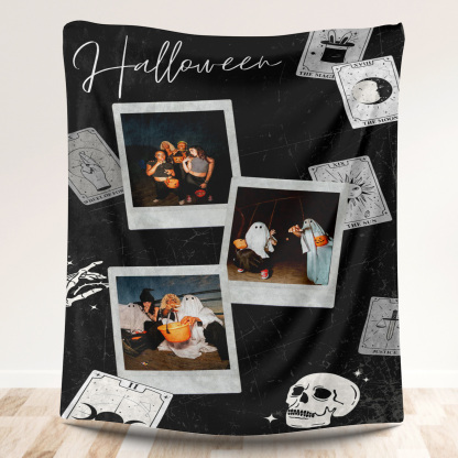 Halloween Tarot Custom 3 Photos Fleece Blanket 
