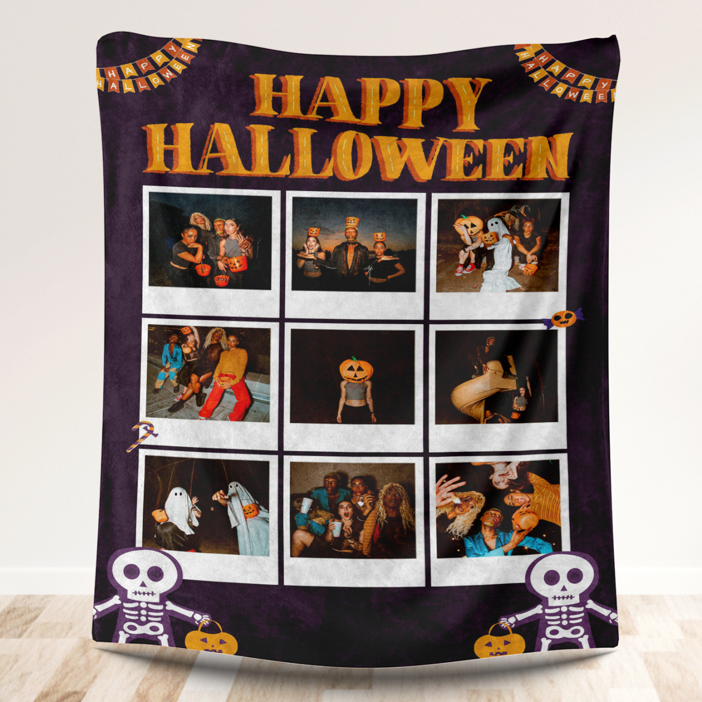 Personalized 9 Photos Blanket Happy Halloween