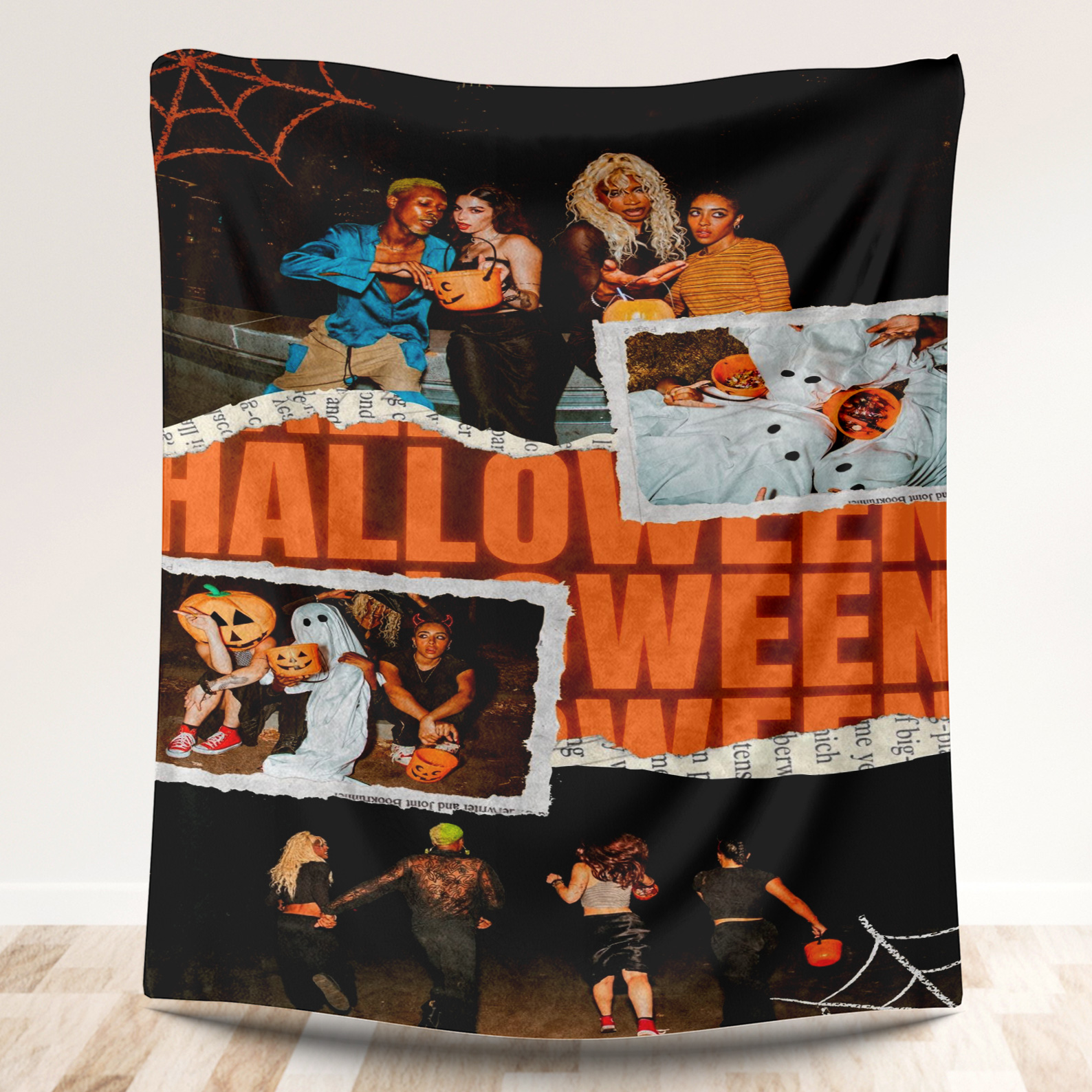 Personalized 4 Photos Blanket Halloween