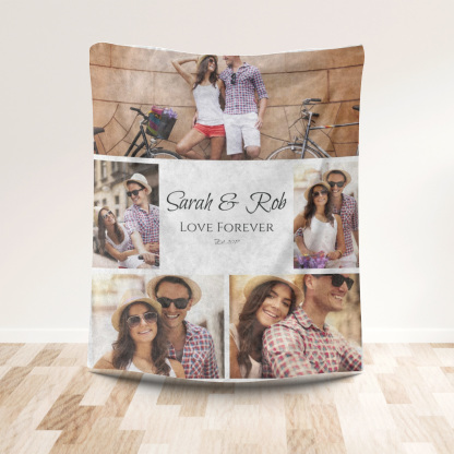 Forever Love White Custom Photo Blanket