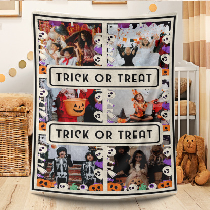 Trick or Treat Halloween Custom 6 Photos Fleece Blanket 