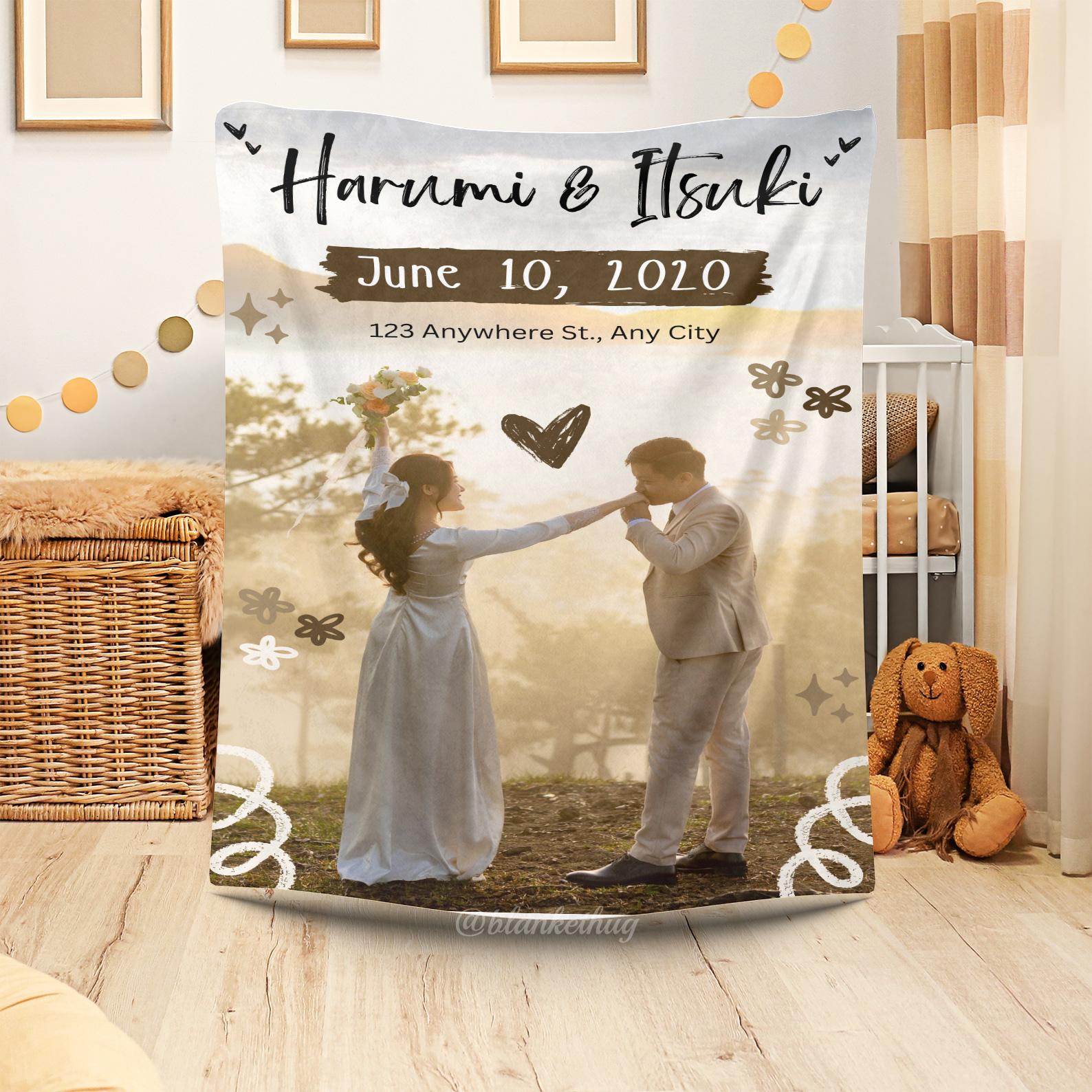 Couple Photo Wedding Your Story Custom Photo Fleece Blanket