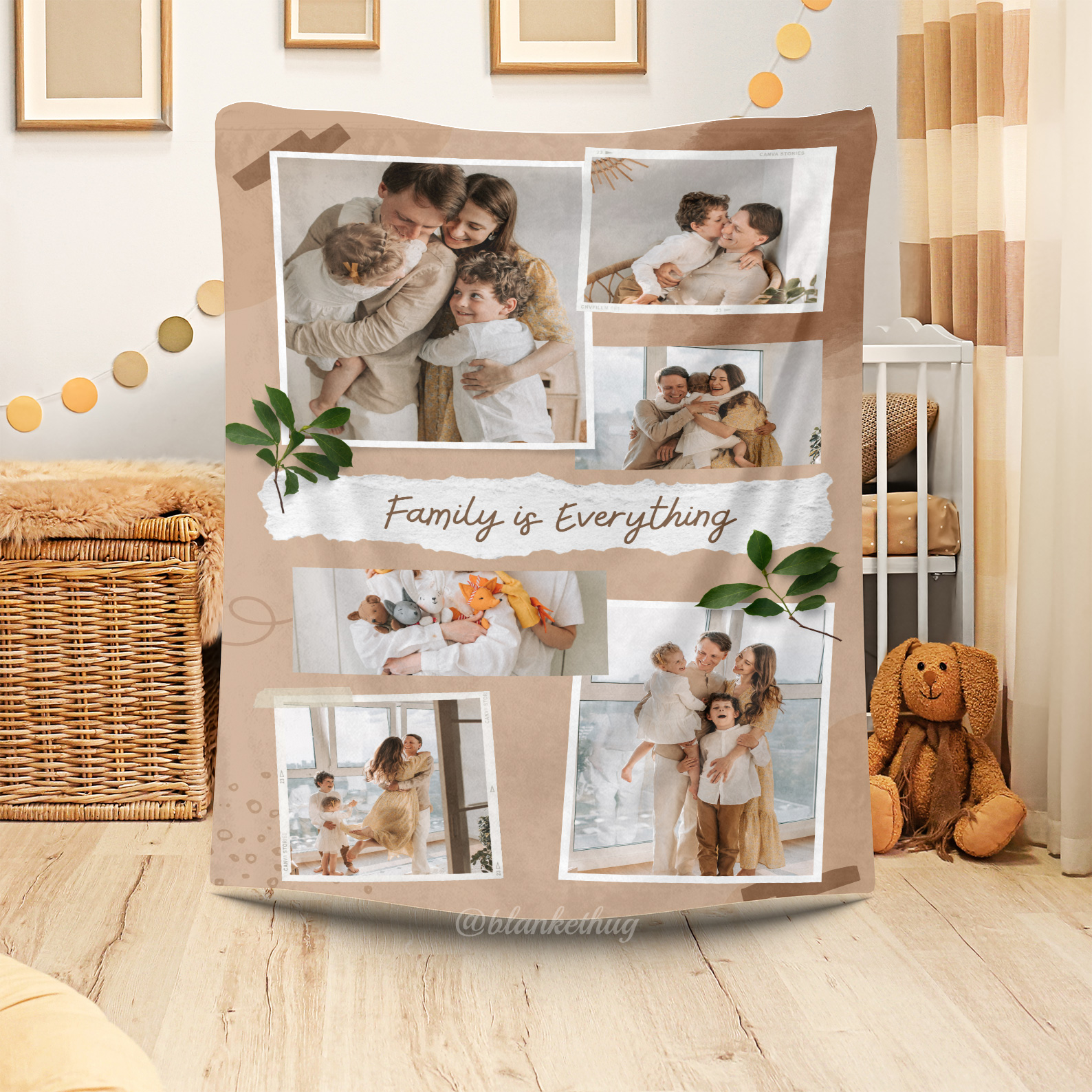 Family is Everything Custom Photos Merry Everything Fleece Blanket