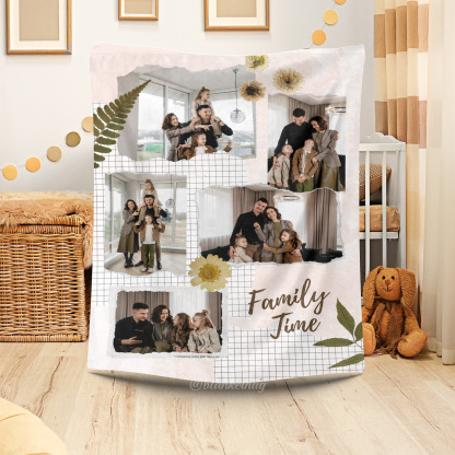 Family Time Custom Photo Merry Everything Fleece Blanket