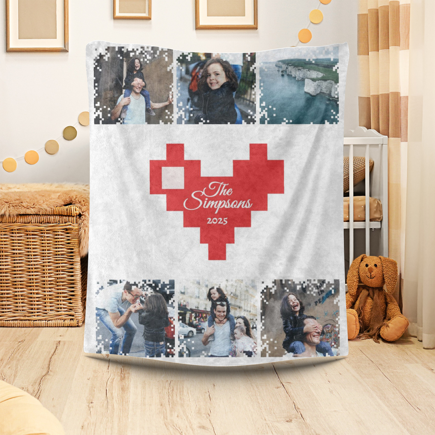 Heart Shaped Text Photo Blanket