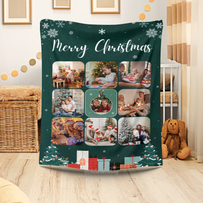 Christmas Custom 9 Photos Fleece Blanket
