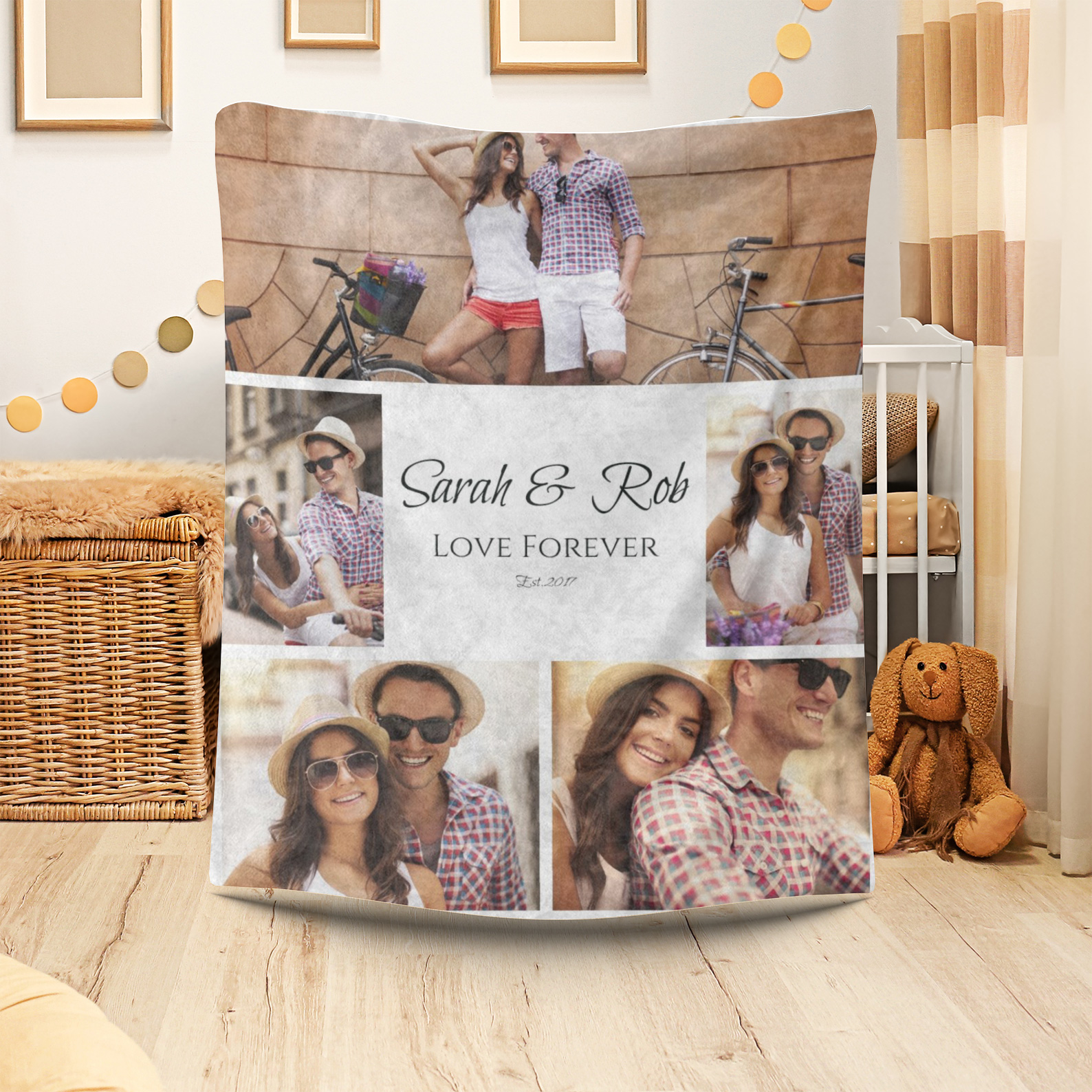 Forever Love White Custom Photo Blanket