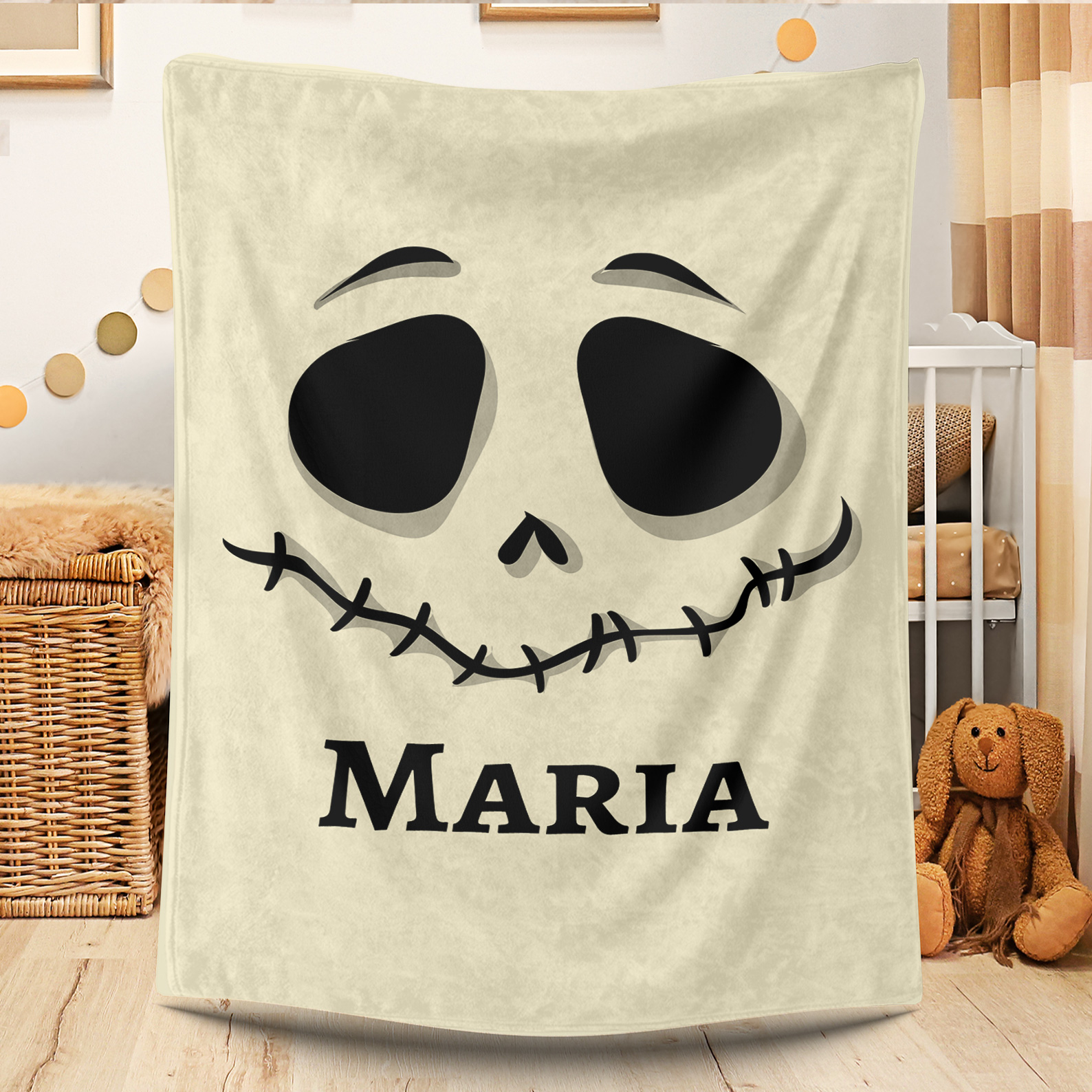 Skeleton Face Custom Name Blanket