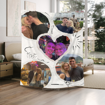 [Copy]Custom 8 Photos&Text Fleece Blankets All You Need Is Love