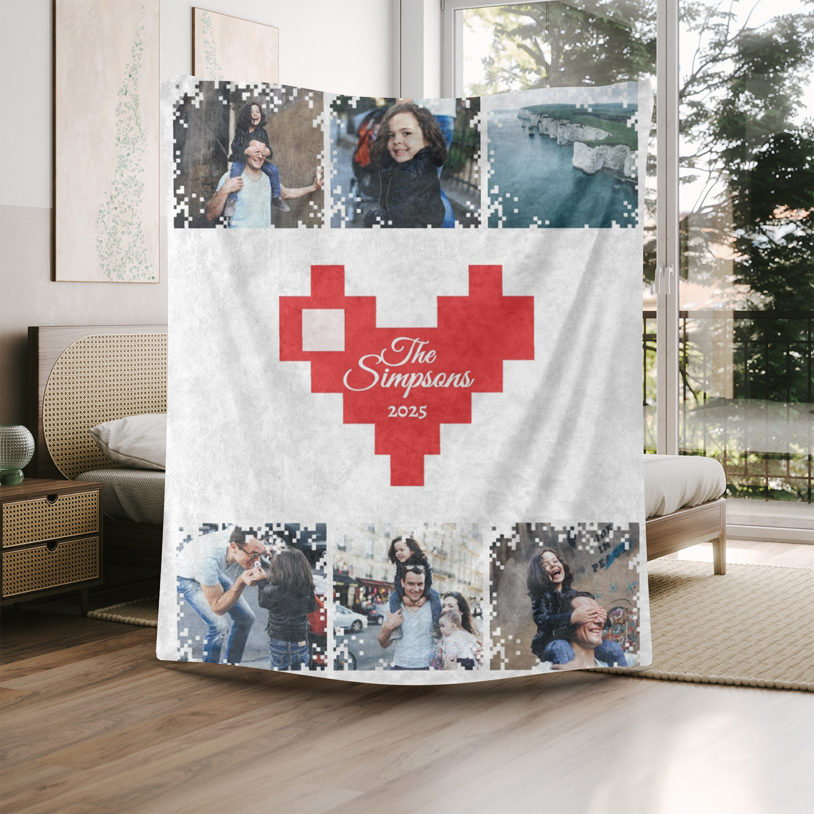 Heart Shaped Text Photo Blanket