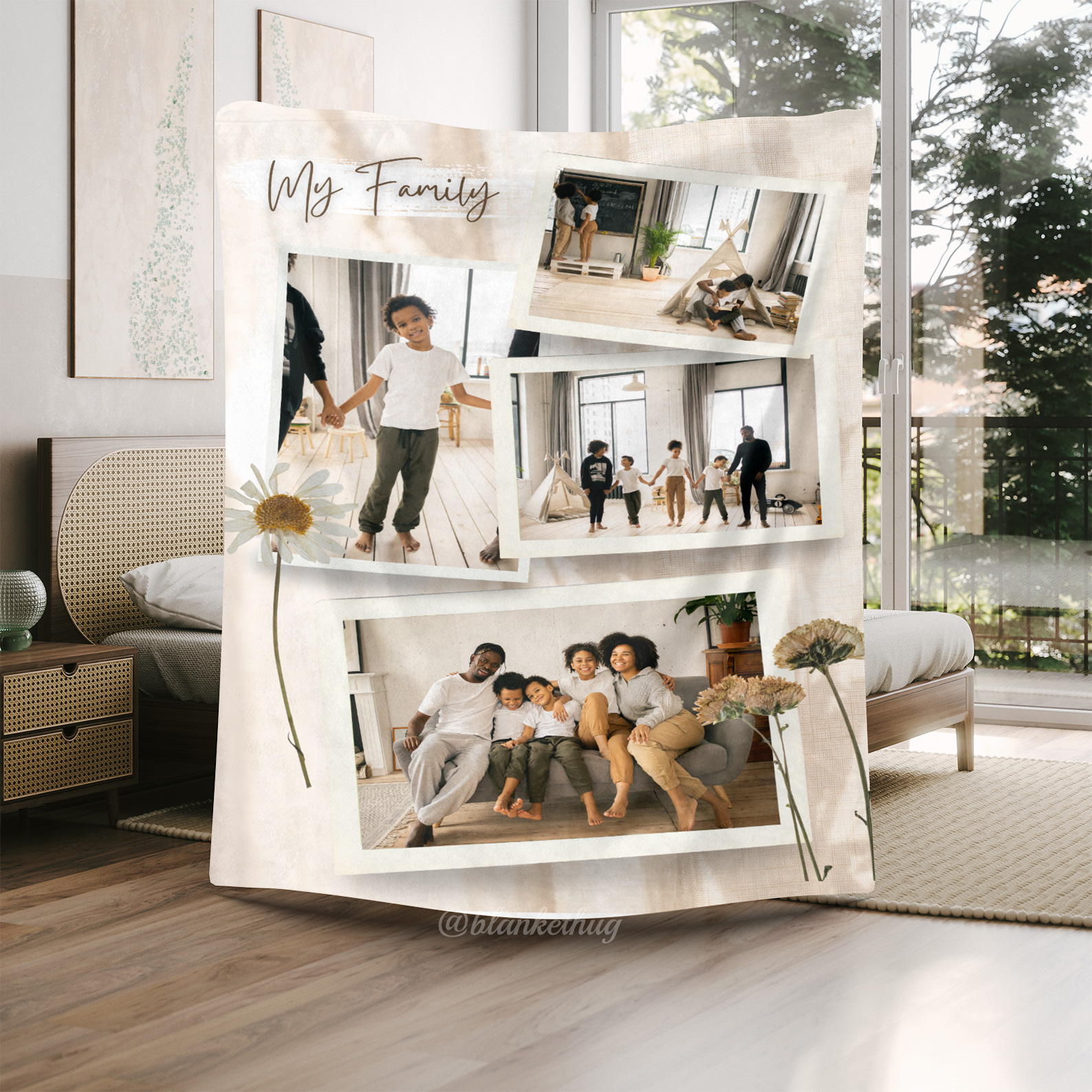 My Family Custom Photos Merry Everything Fleece Blanket