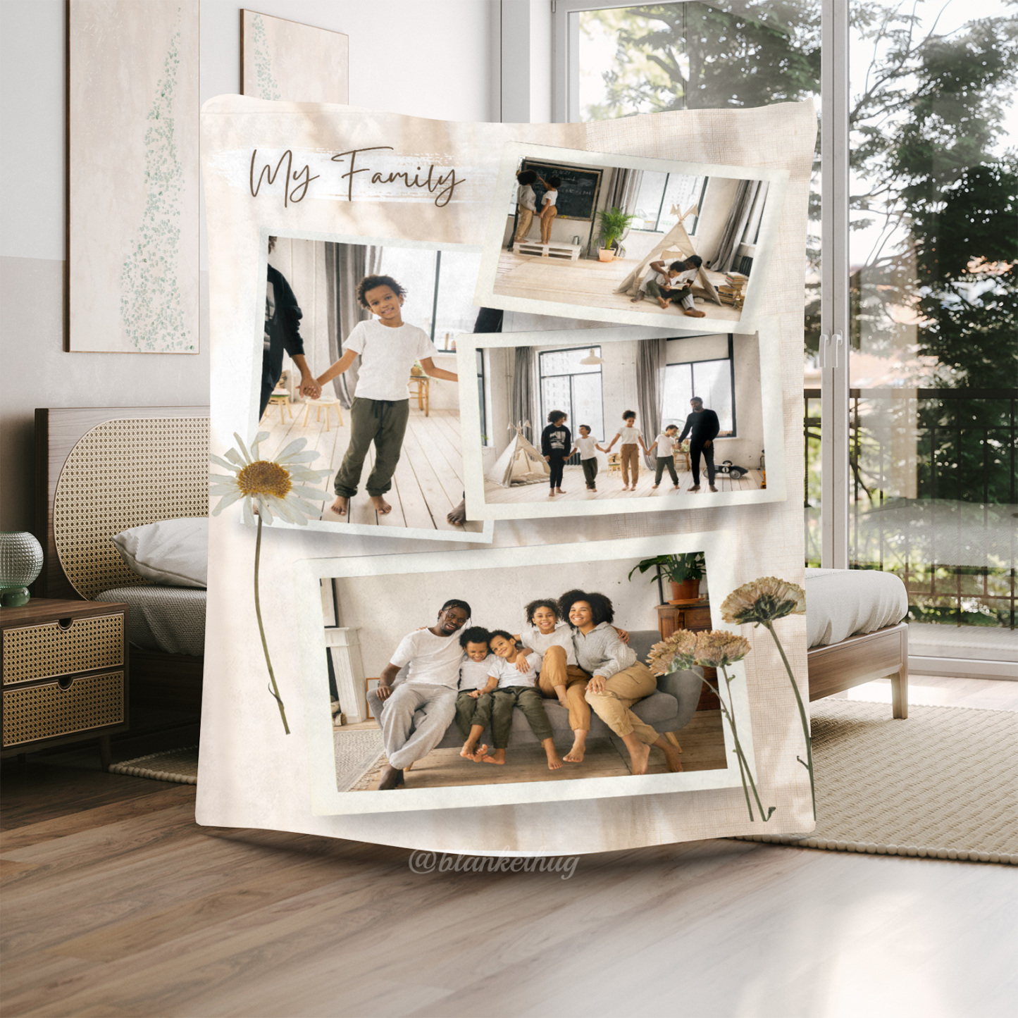 My Family Custom Photos Merry Everything Fleece Blanket