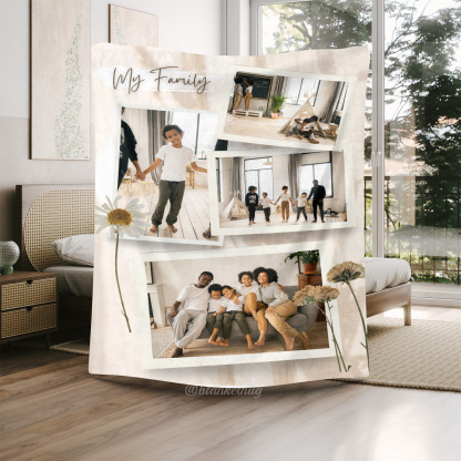 My Family Custom Photos Merry Everything Fleece Blanket