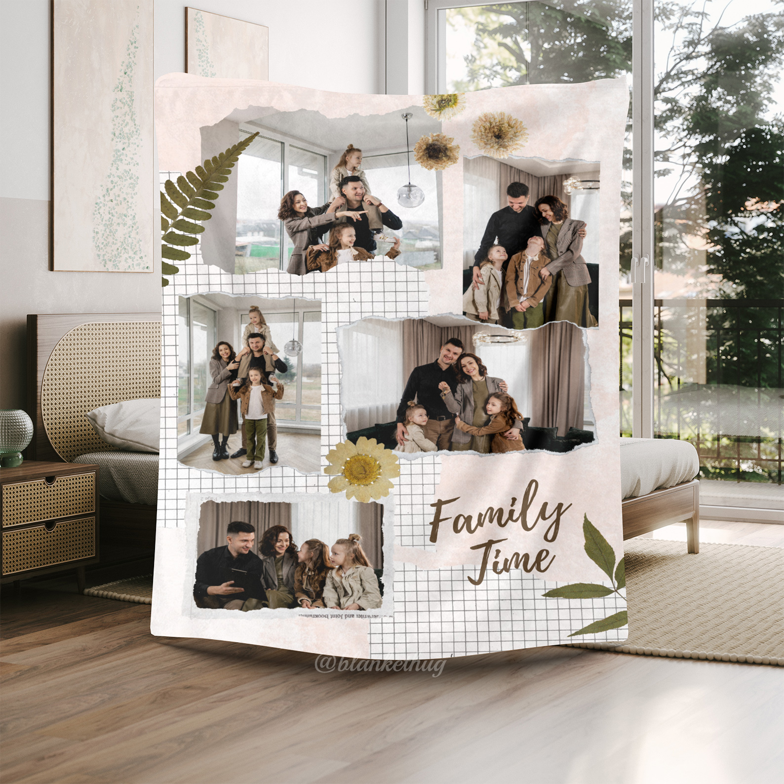 Family Time Custom Photo Merry Everything Fleece Blanket