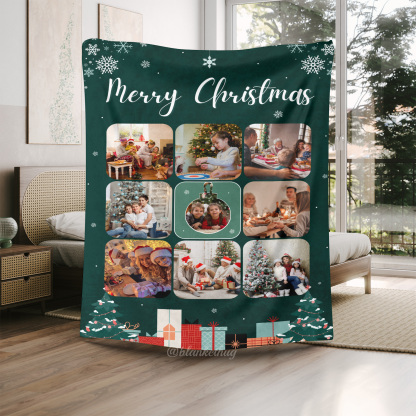 Christmas Custom 9 Photos Fleece Blanket