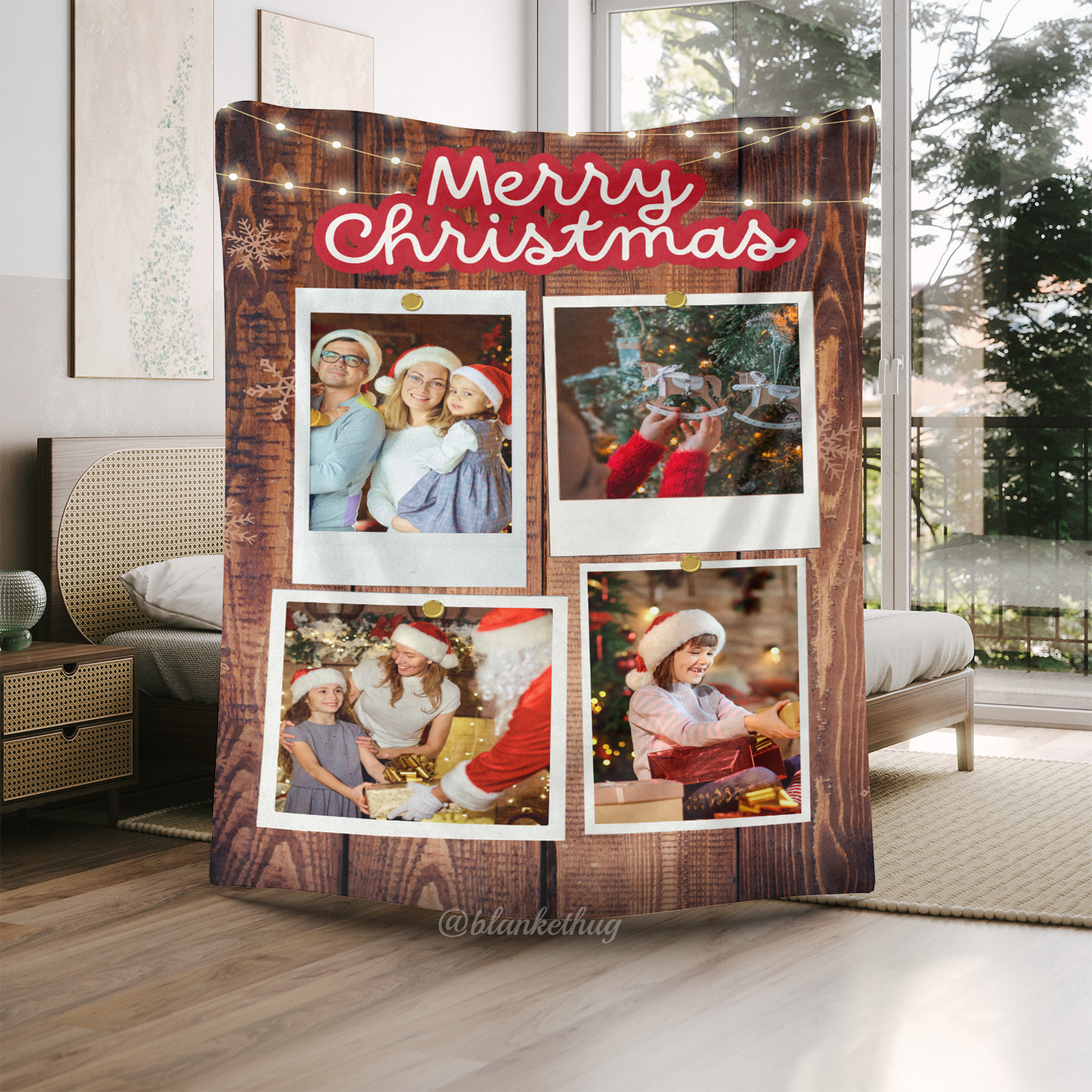 Christmas Custom 4 Photos Fleece Blanket
