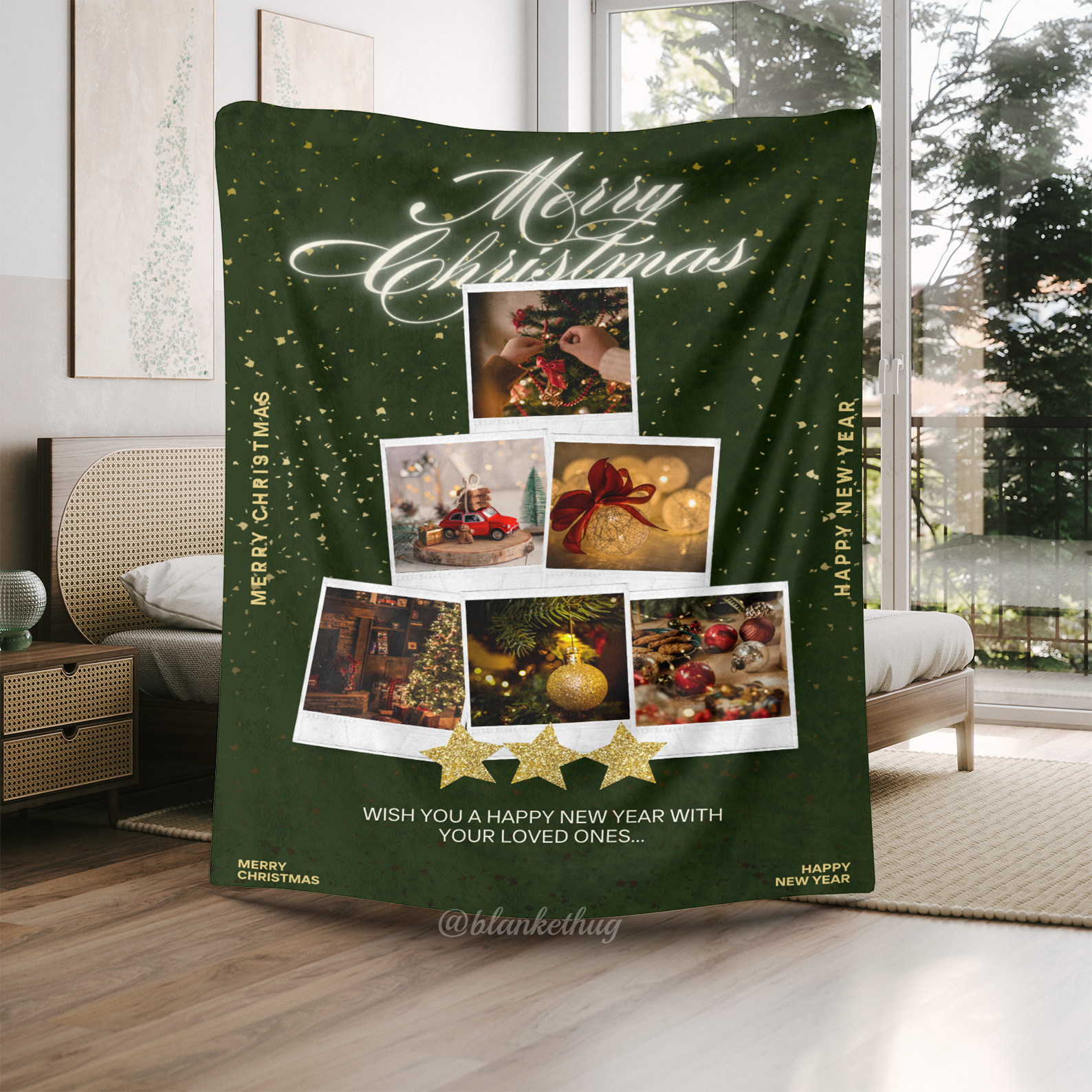 Christmas tree Custom 6 Photos Fleece Blanket