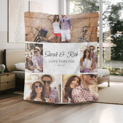 Forever Love White Custom Photo Blanket