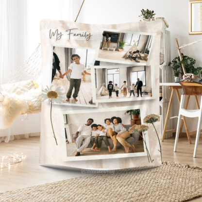 My Family Custom Photos Merry Everything Fleece Blanket