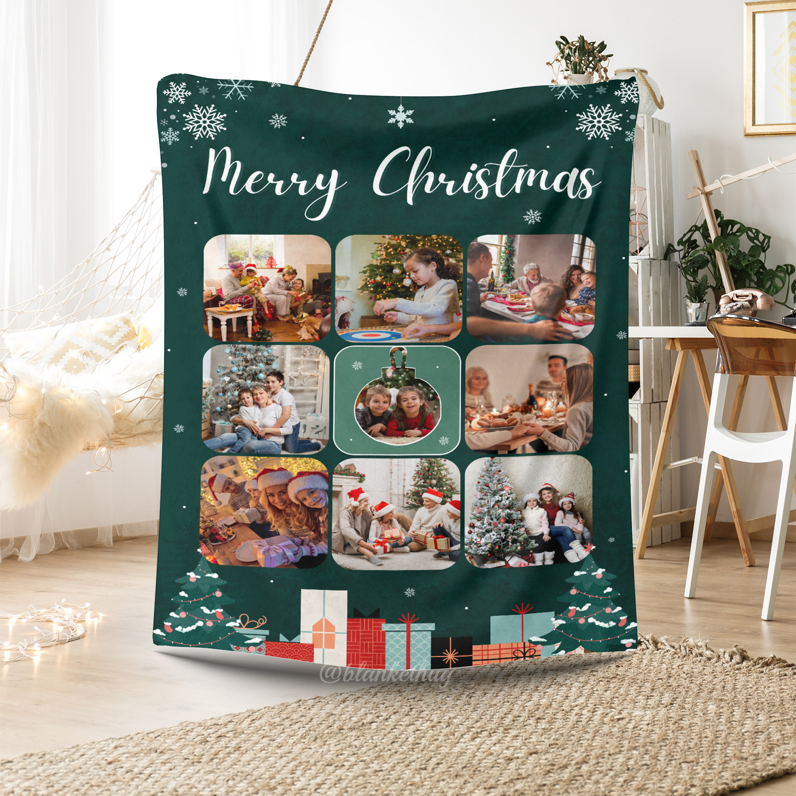 Christmas Custom 9 Photos Fleece Blanket
