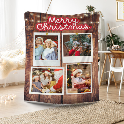 Christmas Custom 4 Photos Fleece Blanket